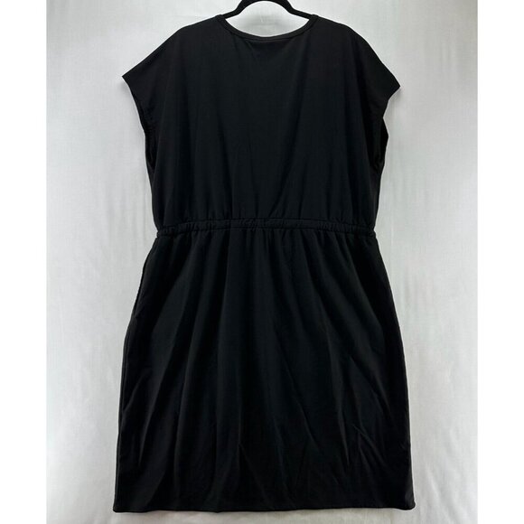 32 Degrees Cool Dress Size 2XL Soft Lux Cinched Waist Short Sleeve Black - Picture 2 of 9